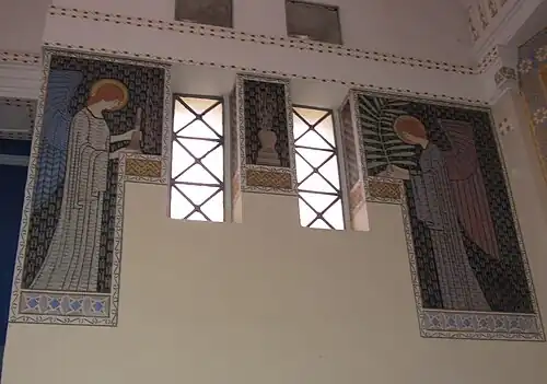 Murals and friezes inside the chapel.