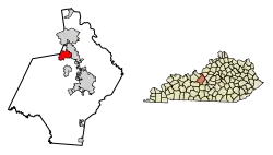 Location of Vine Grove in Hardin County, Kentucky.