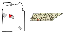 Location of Savannah in Hardin County, Tennessee