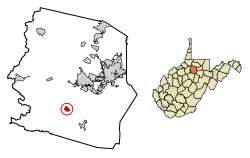 Location of West Milford in Harrison County, West Virginia.