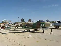 A Dassault Ouragan of 107 Squadron "Lion's Head" at the IAF Museum near Hatzerim Airbase in 2010