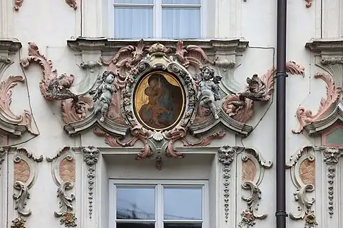 Rococo medallion of the Helbling House, Innsbruck, Austria, by Anton Gigl, 1732