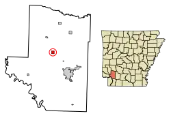 Location of Washington in Hempstead County, Arkansas.