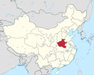 Location of Henan in China
