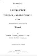 History of Brunswick Topsham and Harpswell Maine Book cover