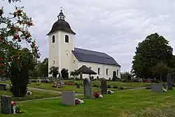 The church of the socken of Hjorted in Västervik Municipality, Sweden.