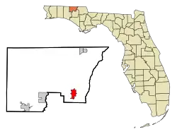 Location in Holmes County and the state of Florida