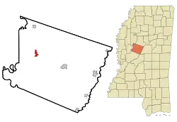 Location of Tchula, Mississippi