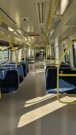 Interior of a Skyline train.