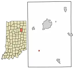 Location of Mount Etna in Huntington County, Indiana.