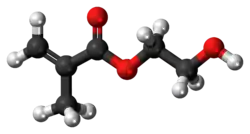 Ball-and-stick model of the hydroxyethyl methacrylate molecule