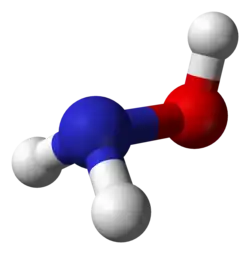 Stereo, skeletal formula of hydroxylamine with all explicit hydrogens added