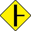 Side road on the right with priority with a thick line (diamond)