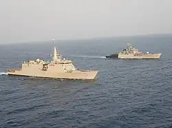 INS Sumedha (P58) and INS Kulish (P63) en route to Bangladesh.