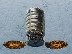 Cygnus CRS OA-4 SS Deke Slayton II, an Enhanced Cygnus, approaching the ISS on December 9, 2015.