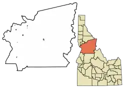 Location of Grangeville in Idaho County, Idaho.