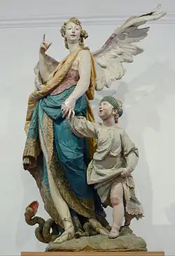 Rococo – Tobias and the Angel, by Ignaz Günther, 1763, limewood, Bürgersaalkirche, Munich, Germany[41]