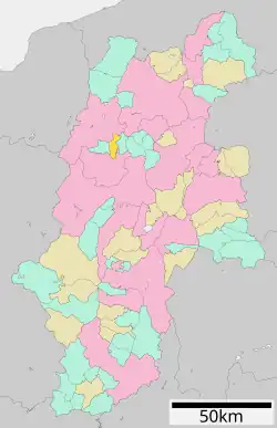 Location of Ikeda in Nagano Prefecture