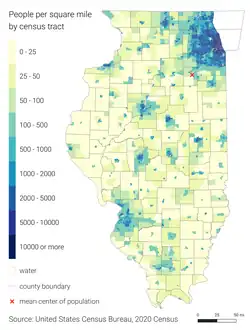 Population density map showing a significant population cluster in the northeast