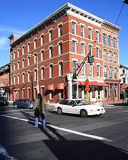Imperial Granum Building (right), New Haven, Connecticut, 1877.