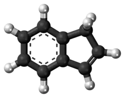 Ball-and-stick model of the indene molecule