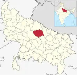 Location of Sitapur district in Uttar Pradesh