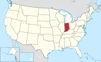 Location of Indiana within the United States