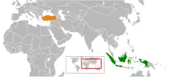 Map indicating locations of Indonesia and Turkey