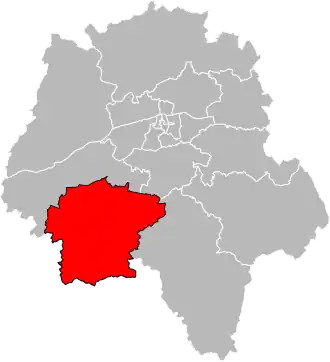 Location of the canton of Sainte-Maure-de-Touraine in the department of Indre-et-Loire