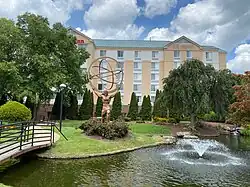 Atlas statue and water feature, courtyard of the Innsbrook Shoppes.