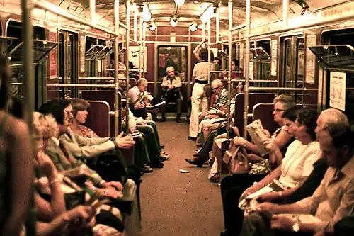 Crowded subway car