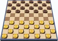 10×10 board, starting position in international draughts