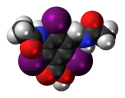 Space-filling model of the iodamide molecule