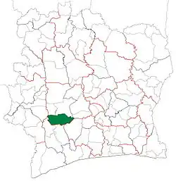 Location in Ivory Coast. Issia Department has retained the same boundaries since its creation in 1980.