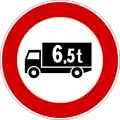 No large goods vehicles over weight shown (formerly used )