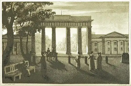 View without the quadriga, 1813. It was restored after Napoleon's defeat.