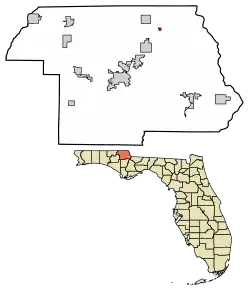 Location of Bascom in Jackson County, Florida