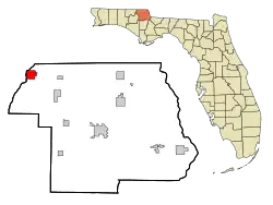 Location in Jackson County, Holmes County and the state of Florida