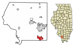 Location of Makanda in Jackson County, Illinois.