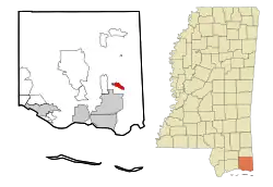 Location of Helena, Mississippi