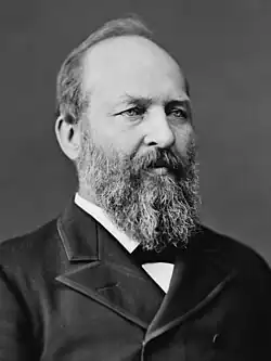 Black-and-white photographic portrait of James A. Garfield