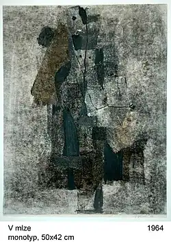 In the mist, monotype 50 × 42&nbsp;cm, 1964