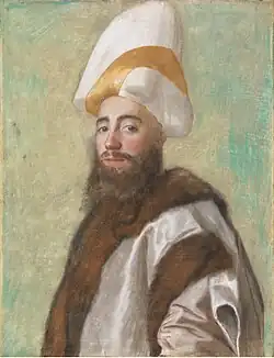 Portrait of a Turkish grand vizier, probably Hekimoğlu Ali Pasha, ca. 1738–1743, pastel on paper