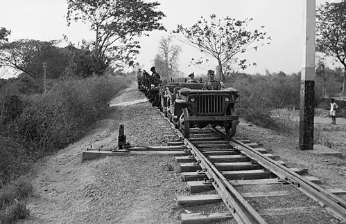 British jeeps south of Mandalay, Burma, 1945