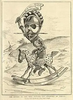 'The Knight of the Iron Jaw – Or the Champion of Virtue', cartoon depicting Neild by Livingston Hopkins, published in The Bulletin, 22 October 1892.