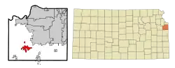 Location within Johnson County and Kansas