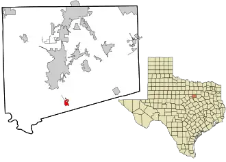 Location in Johnson County and the state of Texas
