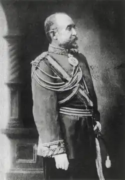 Portrait of José Manuel Pando in military and presidential regalia