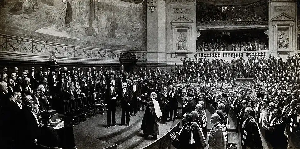 Joseph Lister acclaiming Louis Pasteur at Pasteurs Jubilee