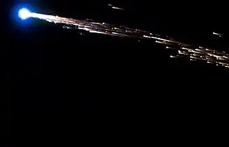 Jules Verne as it re-enters Earth's atmosphere in a controlled burn-up after undocking from ISS